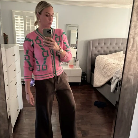 Pink and Green Women's Sweater - Picture 4 of 5